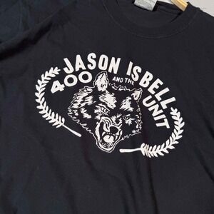 Jason Isbell and the 400 Unit Wolf Graphic T-Shirt Comfort Colors Black Large